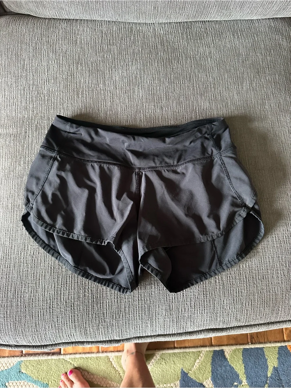Lululemon Women’s black speed up Shorts. 2.5 in inseam. Well loved. Size 2